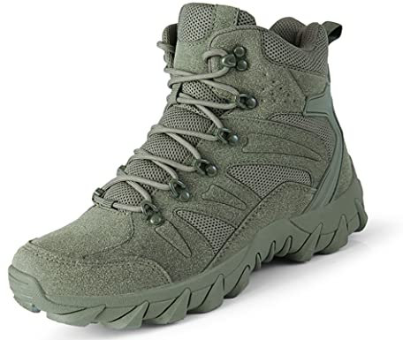 IYVW AS33 702 Stivali Militari Cerniera Uomo Stivali Tattici Stivali Combattimento Stivali Escursionismo Stivali Lavoro Scarpe da Trekking verde 42 EU