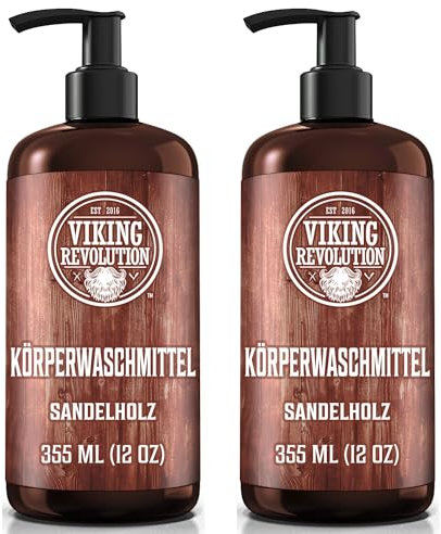 Viking Revolution - Shower Gel Men 340 ml x 2 - Natural Body Wash - Mens Shower Gel with Vitamin E and Rosemary Oil - Smoothes & Moisturises - Sandalwood