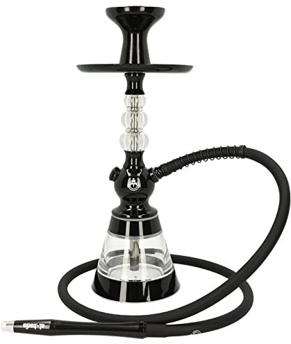 Chicha EL-BADIA® CELESTE – 45 cm – Chicha Légère avec Vase Acrylique, Tuyau Silicone, Manche Métal & Foyer Phunnel – Design Iconique et Couleurs Tendance (Deep Black)