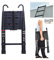 3.8 m Telescopic Ladder with Removable Hook, Multi-Purpose Ladder for Attic, Climbing Roof, Office Use, Construction Job, Extendable Aluminium Ladder, Non-Slip Steps, 150 kg Load Capacity (Black)