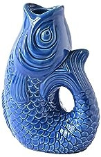 Gift Company Kerzenhalter Monsieur Carafon S, Kerzenständer in Fisch-Form, Steingut, Azure, 16.2 cm, 1055303070
