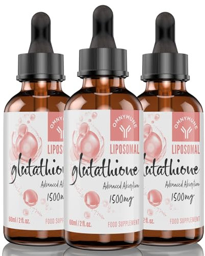 Glutatión Liposomal 1500 mg, Líquido de glutatión Oral con Vitamina C, L-Glutatión reducido (GSH), Vegano 180 ml