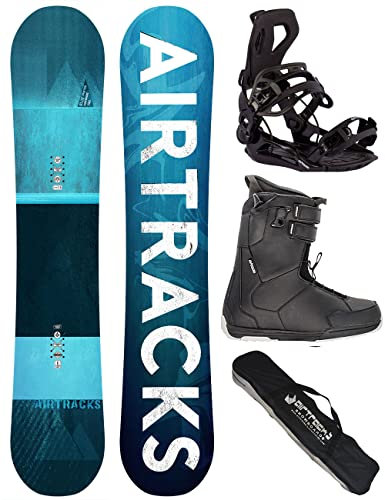 AIRTRACKS Snowboard Set Board Blue Drifter Wide Hybrid Rocker 164 + Snowboard Bindung Master + Boots Master QL 47 + Sb Bag