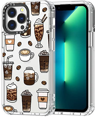 MOSNOVO Case for iPhone 13 Pro, [Buffertech 6.6ft Military-Grade Drop Protection] [Anti Peel Off Tech] Clear TPU Bumper Phone Case Cover Design - Coffee