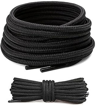 FIHODONE 2 Paar Schnürsenkel für Arbeitsschuhe, Ø4mm Rund, 120cm Sehr Reißfeste Premium Ersatz, für Wanderschuhe, Stiefel, Outdoorschuhe und Sportschuhe (Schwarze)