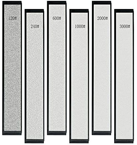 CWOVRS Diamond Sharpening Stones, 6 PCS Diamond Whetstones Knife Sharpening Kit with Base- 120#, 240#, 600#, 1000#, 2000#, 3000# for Fix-Angled Knife Sharpening System, Ruixin Pro Sharpener