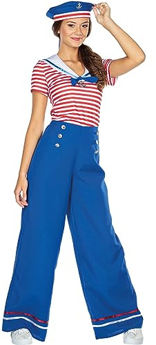 Krause & Sohn Matrosen Kostüm Matrosin Sailor Aliz mit Mütze für Damen Gr. 34-44 blau Fasching Karneval Beachparty