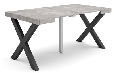 Skraut Home | Ausziehbarertisch | Multifunktionaler ausziehbarer | 160 | Für 8 Gäste | Massivholz Beine | Moderner Stil | Zement