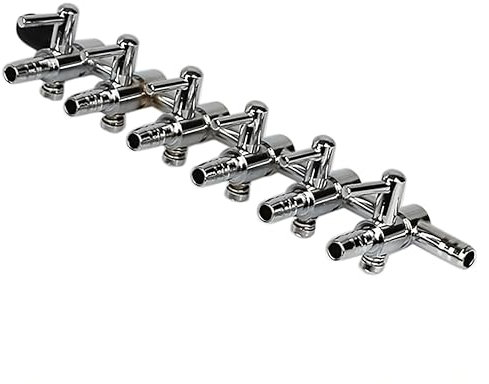 Movoja AQ-Luft Aquarium Luftverteiler | 6 Fach | Stufenlos Regulierbar | Varianten: 2-10fach | Edelstahl | Verteiler Luftstromregler Aquarien