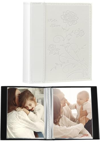 Miaikoe kleines Fotoalbum 10x15 2 Pakete, jede Packung enthält 52 vertikale Bilder, Slip in Top Loading Fotoalbum Buch für Kunstwerke oder Postkarten Lagerung (Weiß)