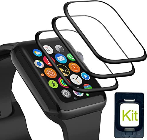 YANESOO Y07 3 Stück Schutzfolie + 1 Installation Kit für Panzerglas für Apple Watch Series 6/5/4 Series SE/SE2 40mm Folie, [Flexible Folie] Blasenfrei HD Gebogene vollständige Abdeckung Schutzfolie