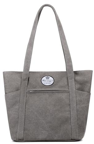 HUA ANGEL Vintage Canvas Damen Handtasche Schultertasche Crossbody Mittelgroß Vintage UmhäNgetasche Mit Vielen FäChern FüR Die Arbeiten Sportlich Shopping