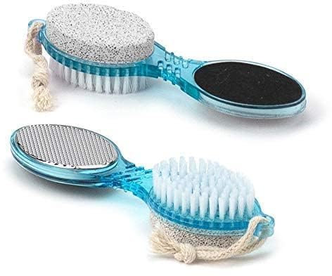 Cepillo de pedicura 4 en 1, piedra pómez, limpiador y lima para un cuidado suave