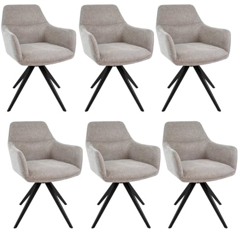Kick Collection 6er Set Esszimmerstühl Tom Texture - Taupe - Modern und Hochwertig - Strukturierter Stoff - Erhältlich in vielen Farben