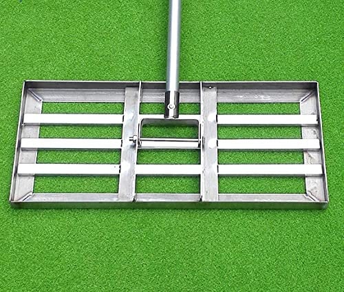 WJFLUCK Einebnungsharke für Golfrasen, Einebnungsharke aus Edelstahl mit langem Griff, Eder Schmutzbodenoberflächen - Geeignet zum Einebnen und Planieren von Rasenflächen im Hof oder auf Golfplätzen