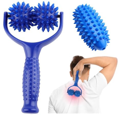 Massagebälle Massage Roller,Auswechselbare Massage Roller mit 3 Igelball Massageball,Massagegerät Fascia Ball,Selbstmassagerolle,Geeignet für Muskelschmerzen in Beinen, Schultern, Armen, Rücken (blau)