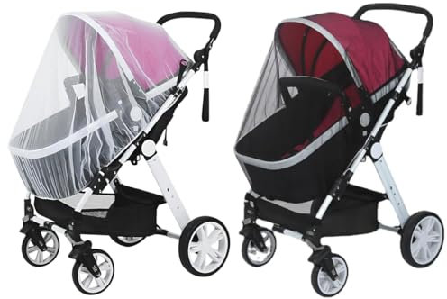 2 Pcs Universal Insektenschutz für Kinderwagen, Mückennetz Kinderwagen, Verschlüsseltes Kinderwagen Insektenschutz, Kinderwagen Moskitonetz mit Gummizug, Fliegennetz, Fliegengitter