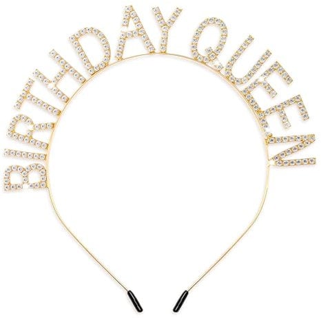 Rose Gold Birthday Queen Tiara Headband for Women & Girls - Happy Birthday Party Accessories with Glitter Rhinestone