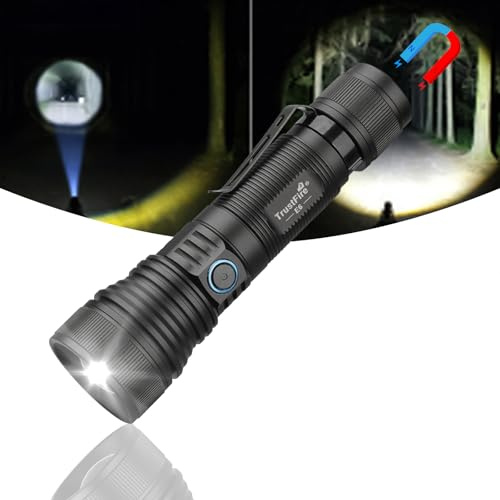 TrustFire E6 Linternas LED Alta Potencia, 1500 Lúmenes Recargable Linternas, 5 Modos de Luz, Zoomable, Linterna de Aluminio Enfoque Ajustable - Ultra Portátil para Ciclismo, Camping, Montañismo etc.