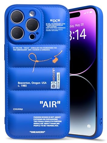 IAIYOXI Puffer Schutzhülle für iPhone 15 Pro Max 17,0 cm (6,7 Zoll) mit Sportschuh-Markendesign, Sneaker-Schuh, Handyhülle, weiches Silikon, stoßfest, geschwollene Hülle (iPhone 15 Pro Max, Blau)