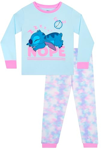 Disney Lilo & Stitch - Conjunto de pijama de 2 piezas para niñas con Stitch y Angel, color lila, de 5 a 12 años