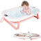 Bañera plegable para bebé con termómetro digital, bañera de bebé con alfombra de baño, bañera de viaje portátil para bebés y niños de 0 a 24 meses Newborn Essentials-80 x 50 x 23-rosa
