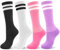 DECOVICI Kinder Fußballsocken für Mädchen und Jungen 4 Paar, Kniestrümpfe Fussball Socken für Kinder, Lange stutzen kinder fußball für 3-13 Jahre Rugby Tägliches(3-6Jahre,Schwarz+Weiß+ Rosa+Lila)