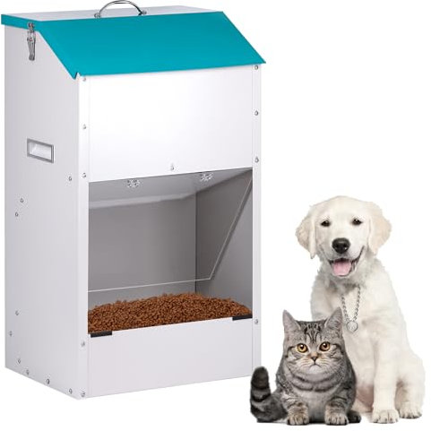 Svauoumu Automatic Dog Feeder - Capacity 22 kg, with Lid to Protect Food, Rodent Safe Design, Suitable for Outdoor Use (70 x 30 x 40)
