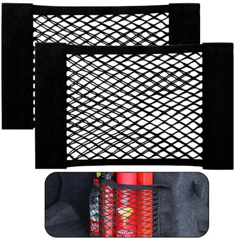 Elastizität Netz, 2 Stück Kofferraum Netztasche Auto, Universal Kofferraumnetz Schutznetz Gepäcknetz Erstreckt Mit Klettverschluss für universal Auto/SUV 40 x 25 cm Schwarz