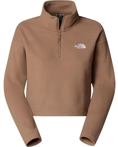 The North Face Women's 100 Glacier Cropped 1/4 Zip Sweatshirt, Latte, L