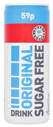 Euro Shopper Original Sugar Free Drink 250ml | Boost Your Day with Refreshing Energy | Carbonated Energy Drink (Pack of 24)
