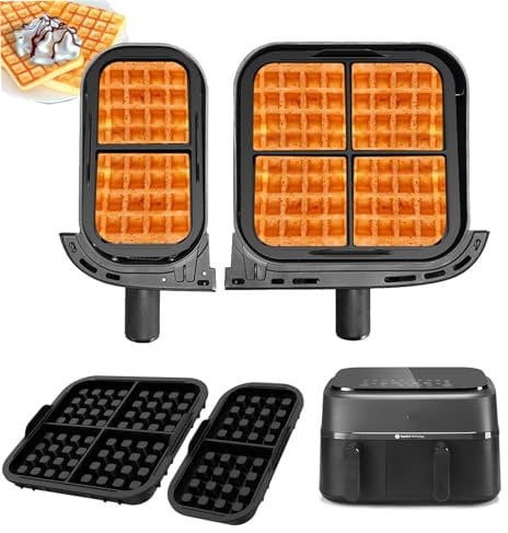 JUGGPENG Waffle Inserts, 2 Pack, Silicone, Modern Style, Compatible with Philips Airfryer Dual Basket 3000 Series 6L/3L, NA350, Waffle Maker Accessory