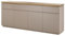 Lomadox Wohnzimmer-Sideboard 200 cm in grau mit Deckplatte aus Akazie massiv modern, 4-türig, 3 Schubladen