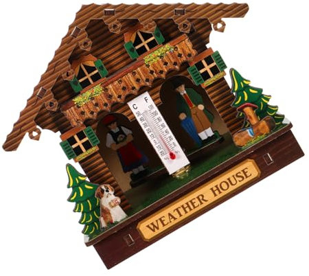 HANABASS Barometer Außenthermometer Haushygrometer Messgerät Wandthermometer Außenwetterhygrometer Thermometer Für Wassertemperatur Hängethermometer Wetterhaus Aus Holz