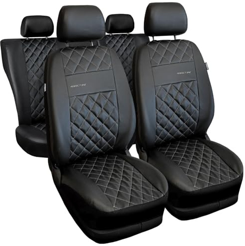 Saferide Autositzbezüge Universal Kunstleder kompatibel mit Opel Corsa Auto Sitzbezüge Autoschonbezüge Sitzauflage Vorne und Hinten Silber
