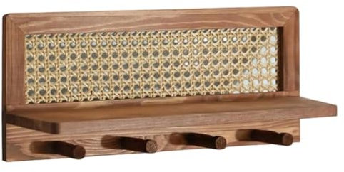 HiyyFloy Rattan-wandregal, Aufhängbarer -Organizer Aus Holz, Rustikales Wandregal Haken, Kompakte Bauernhaus-aufbewahrung, Ideal Für Kinderzimmer, Eingangsbereich, Arbeitszimmer Und Raumdekoration