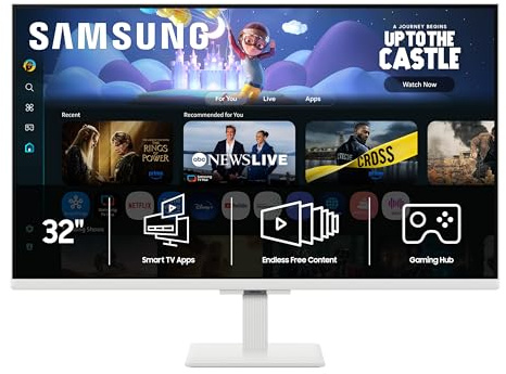 Samsung 32-inch M5 (M50F) Series FHD Smart Monitor with Streaming TV, Speakers, HDR10, Gaming Hub, Multiple Ports, Workout Tracker, Vision Accessibility Tools, White, LS32FM503ENXZA