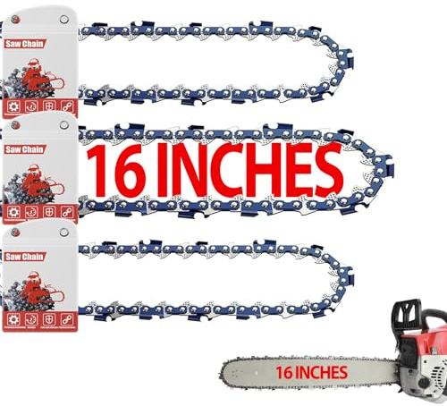 FuGuiB 16 Inch Chain Saw Chains 3-Pack, 40cm 1.3mm 3/8 LP 55 Drive Links