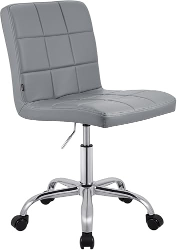 CLP Arbeitshocker höhenverstellbar mit Lehne und Rollen Darfield, Arbeitsstuhl ergonomisch 360° drehbar, Kosmetikstuhl bis 150 kg belastbar | Farbe grau Material Kunstleder