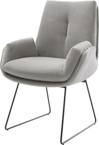 DELIFE Polsterstuhl Clea-Flex Kufengestell Schwarz Strukturstoff Soft Grau