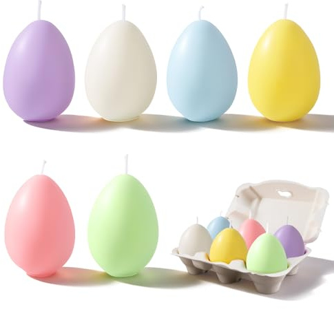 Candele d'uovo Pasqua, ZoneYan Decorazioni Pasquali, In Set da 6 Pezzi, Mix Colorato, Candele d'Uovo di Alta Qualità con Uova di Pasqua, Uova Pasquali Decorative, dimensioni: altezza 4,2 x 5,7 cm