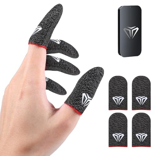 Qianyu 4/6 Stück Gaming Finger Sleeves Gaming Fingerhüllen 4 | Atmungsaktive, Schweißfeste, Game Daumenhülle, Besonders Bequeme, stabile, Perfekter Touchscreen Glide