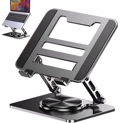 Genérico Support pour ordinateur portable pliable avec base rotative à 360°, support pour tablette réglable, pour bureau, maison, jeux adultes