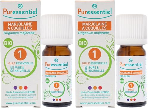 Puressentiel – Huile Essentielle Marjolaine à coquilles BIO – Contribue à la relaxation – 100% pure et naturelle – HEBDD – Origanum majorana – 5 ml (Lot de 2)