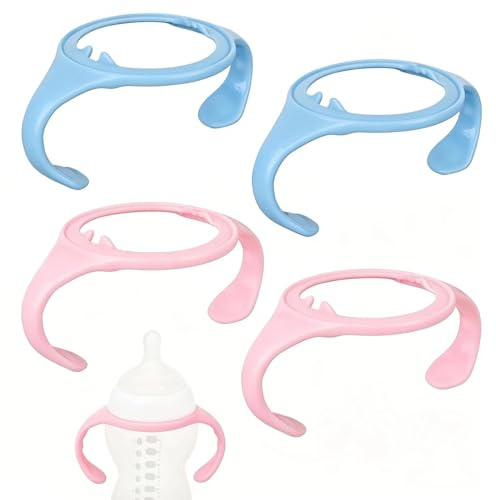 MIGIFTDY 4 Pcs Baby Bottle Handles, Universal Silicone Bottle Grips - Anti-Slip, BPA-Free, Adjustable for Wide/Narrow Neck Bottles, Easy-Hold for Toddlers & Infants