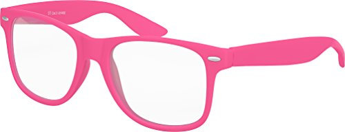 BALINCO Nerd Occhiali da sole con lenti trasparenti in gomma opaca Retro Vintage Unisex Occhiali con cerniera a molla (rosa)