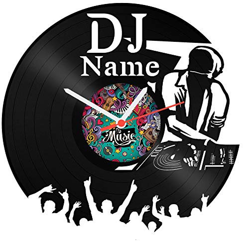 GRAVURZEILE Schallplattenuhr DJ aus Vinyl mit kostenloser Gravur Vinyl-Uhr Upcycling Design Wand-Deko Vintage Wand-Dekoration Retro-Uhr Made in Germany