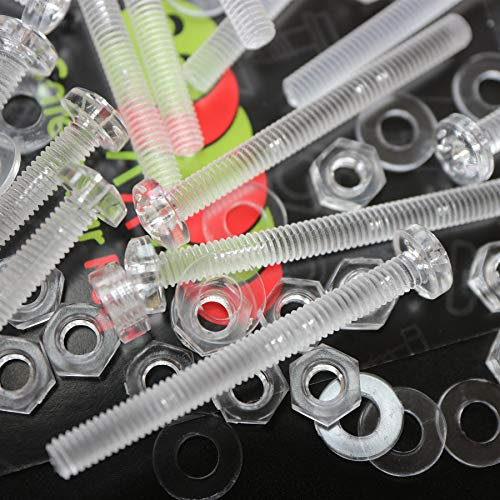 60er-Paket durchsichtige, klare M4 x 40mm Bolzen & Muttern mit Linsenkopf und Kreuzschlitz – Schrauben aus Plastik, Acryl, Kunststoff