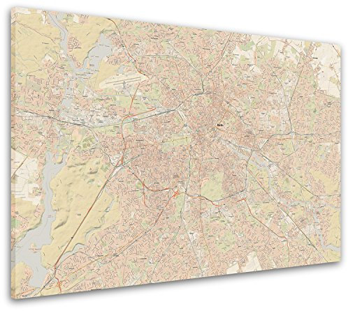 Berlin Stadtplan, 150 x 100 cm, gedruckt auf Leinwand und fertig aufgespannt auf einen Keilrahmen