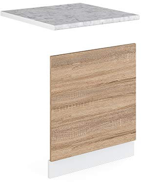 Vicco Frontblende R-Line, Geschirrspüler Fronttür, Sonoma/Weiß, 60 cm, AP Marmor